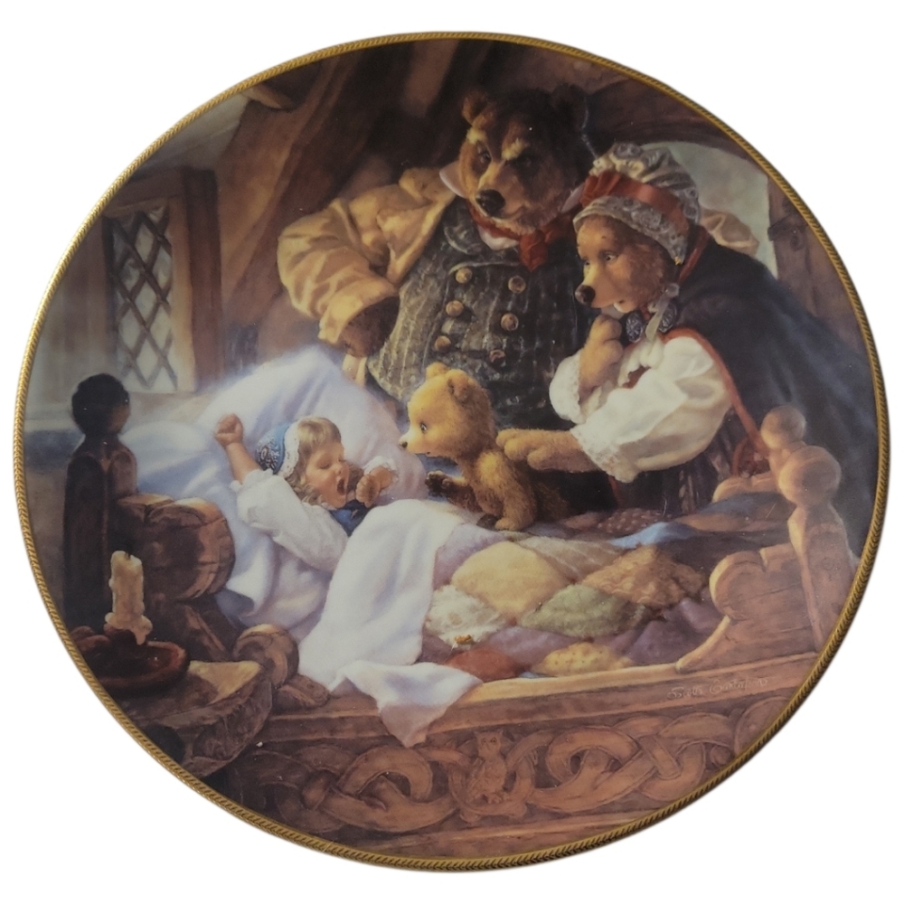 Vtg 1991 Knowles Goldilocks Three Bears Collectors Gold Plate Classic Fairy Tale